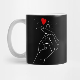 Korean finger heart sign design red heart, k pop, Mug